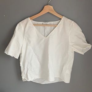 White linen babaton cropped blouse
